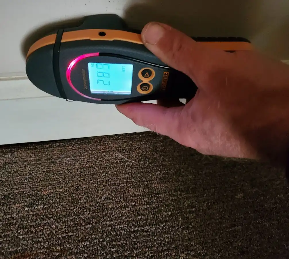 Moisture detection at baseboard during Burst Pipe Cleanup in Dale City